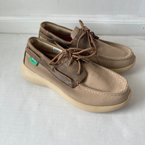 Twisted X Loafer Shoes Size 9 Women’s Eva Tan and Brown Boat Shoes - Picture 3 of 8